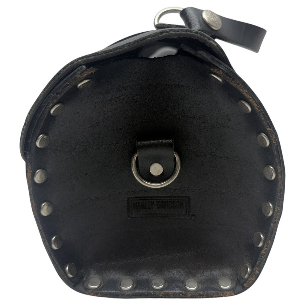 Harley-Davidson Black Leather Barrel Bag Purse Handbag w/ Shoulder Strap - Picture 5 of 16